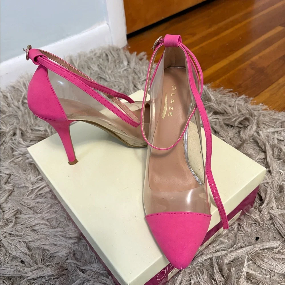 Glaze Elegant Pink and clear Stiletto pointy Heels